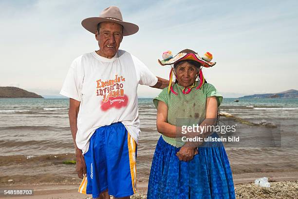 Peru - Capachica; people at the northern bank of lake Titicaca