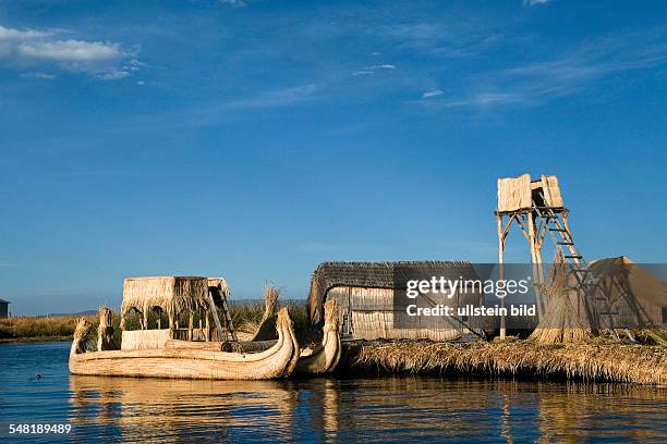 Peru - floating islands of the Urus on lakeTiticaca