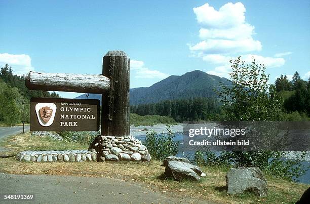 Olympic National Park: Schild am Eingang zum Nationalpark - ohne Jahr