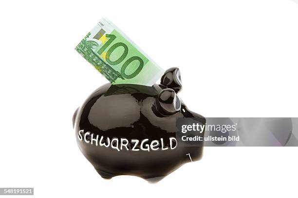 Piggy bank with lettering illegal earnings