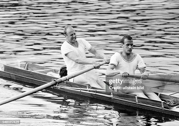 Sports, rowing, International Rowing Regatta 1966 in Duisburg, rowboat, coxless paie, men, D-Duisburg, D-Duisburg-Wedau, Rhine, Ruhr area, North...