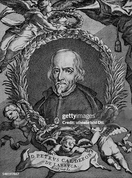 Calderon de la Barca, Pedro 1600-1681 writer, dramatist, Spain portrai contemp. Engraving of F. De Grado