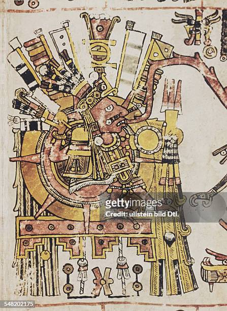 Prehispanic america, high culture regions, mexico, mesoamerica: art objects, religion: Codex Borgia pictorial manuscript of eraly 16th cent.. Plate...