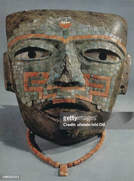 Prehispanic america, high culture regions, mexico, mesoamerica: art objects: Mosaic - mask of Teotihuacan culture tomb find from Malinaltepec stone...