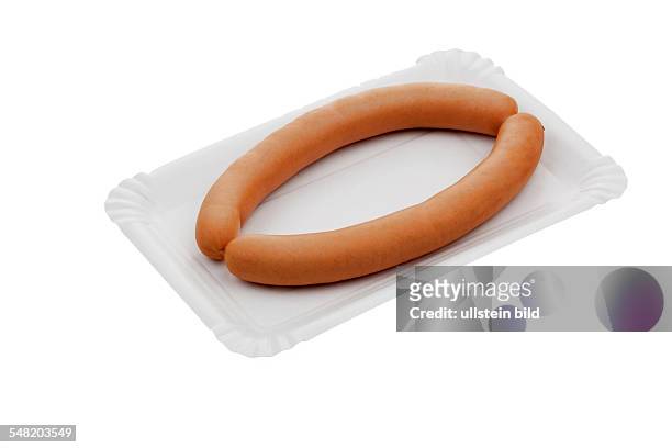 Sausages Wiener Wuerstchen on a paper plate