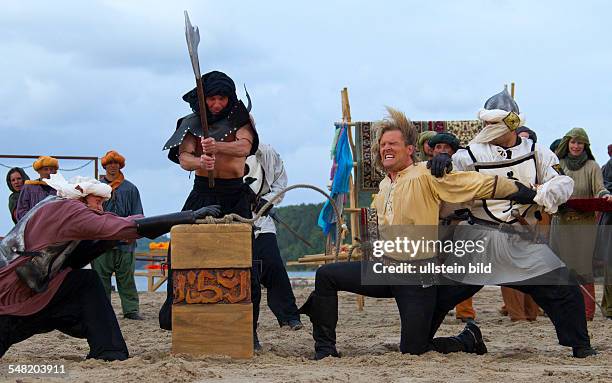 Germany Mecklenburg-Western Pomerania Ruegen - Stoertebeker festival at Ralswieck: "Stoertebekers Gold - Der Fluch des Mauren"; actor: Sascha Gluth