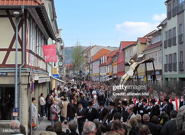 Germany Thuringia Heiligenstadt - Katholic Palm Sunday procession -