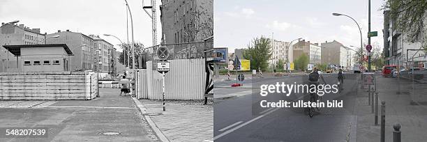 Germany Berlin Wedding - left: border crossing to East-Berlin, Chauseestrasse - 1982 right: former border crossing to East-Berlin, Chauseestrasse -...