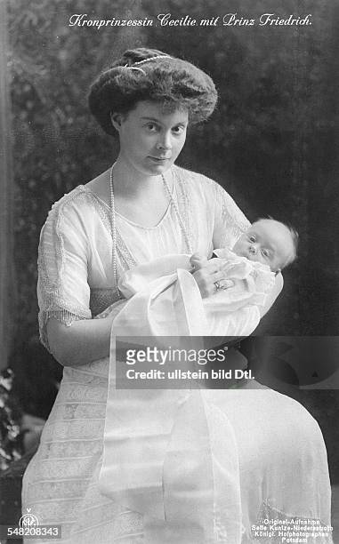 Mecklenburg-Schwerin, Cecilie of - Crown Princess of Prussia *20.09.1886-+ wife of Wilhelm of Prussia, Crown Prince - with her son Prince Frederick...