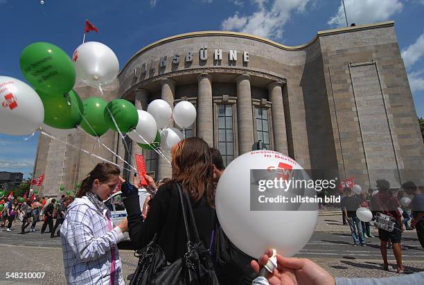 Germany Berlin Mitte - protest of pupils in front of the theatre Volksbuehne at Rosa-Luxemburg-Platz