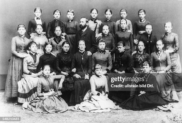 School / Education Group shot of a girls' class with their teacher, Lyceum, Higher Girls School , Hamburg- probably 1895