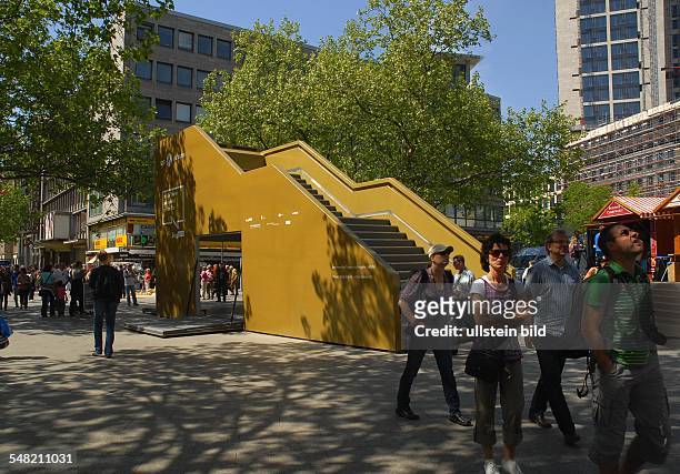 Germany Berlin Charlottenburg - 125th anniversary of the Kurfuerstendamm, golden stairs with info box