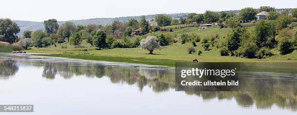 Moldova Rezina - landscape on the banks of the river Dnjestr
