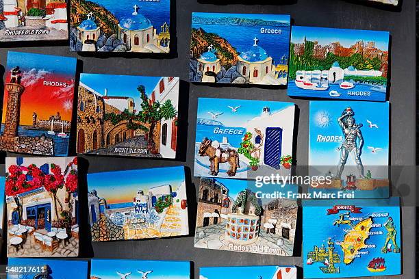 rhodos souvenirs - postcards stock-fotos und bilder