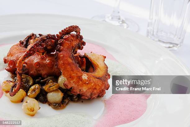 octopus dish, yialos - octopus food stock pictures, royalty-free photos & images