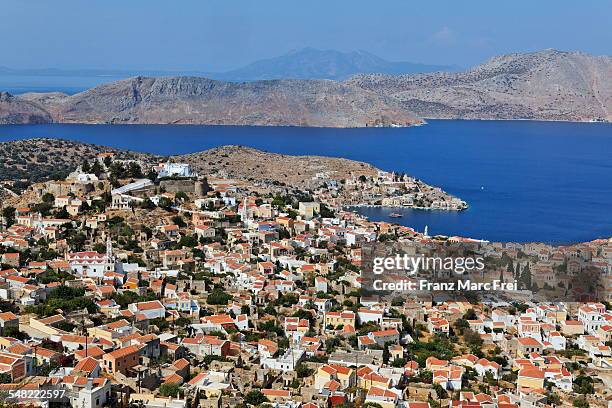 horio, symi town - greece city foto e immagini stock