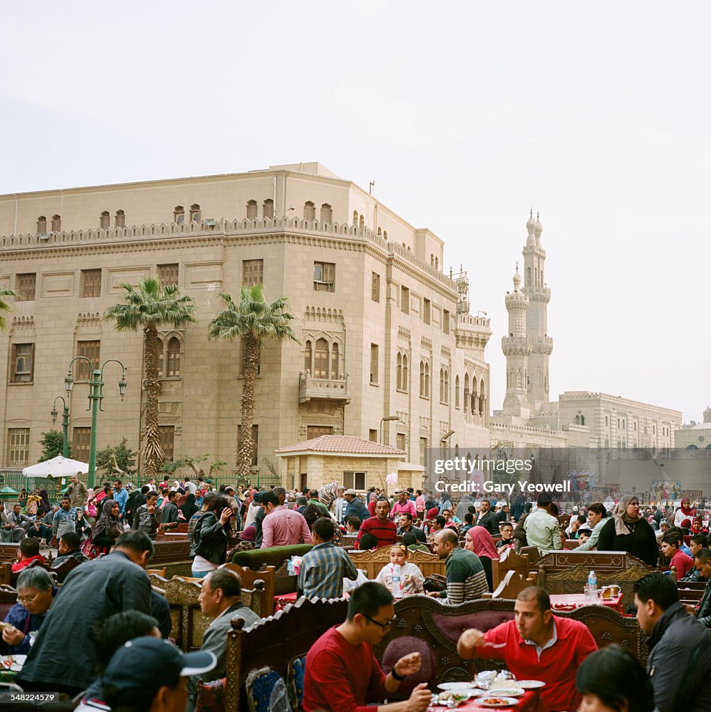 People dining by Khan El-Khalili Bazaar