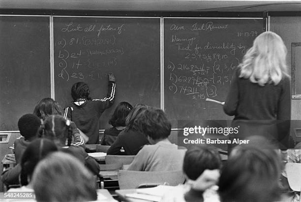 6th grade maths class at a public school in Staten Island, New York City, 1979.