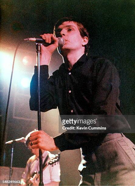 Ian Curtis and Bernard Sumner performing with English rock group Joy Division at Mountford Hall, Liverpool University, 2nd October 1979.