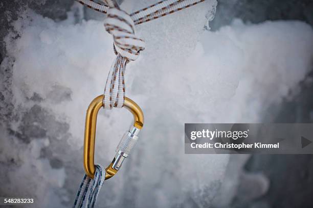 ice climbing - karabiner stock pictures, royalty-free photos & images