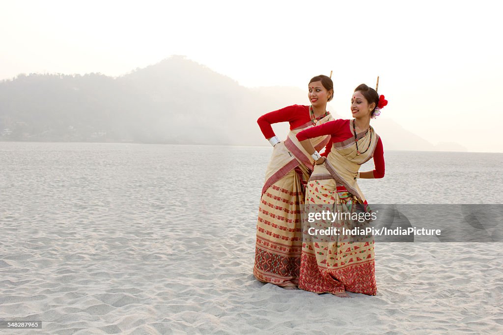 Bihu women dancing