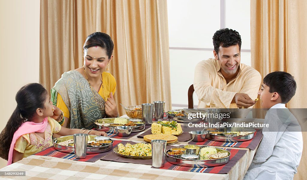 Gujarati family having lunch