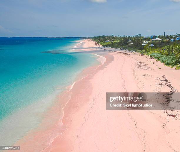 pink sand, beach, harbour island, the bahamas - bahamas stock pictures, royalty-free photos & images
