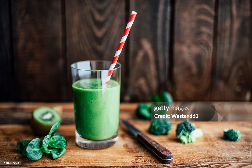 Glass of green smoothie