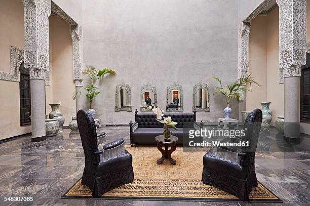 morocco, fes, hotel riad fes, lounge - morocco interior ストックフォトと画像
