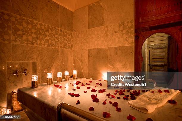 morocco, fes, hotel riad fes, lighted spa - morocco interior ストックフォトと画像