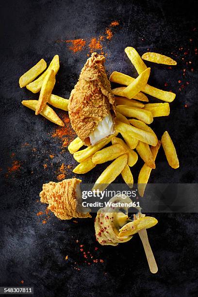 fish and chips with mayonnaise - fish and chips stock pictures, royalty-free photos & images