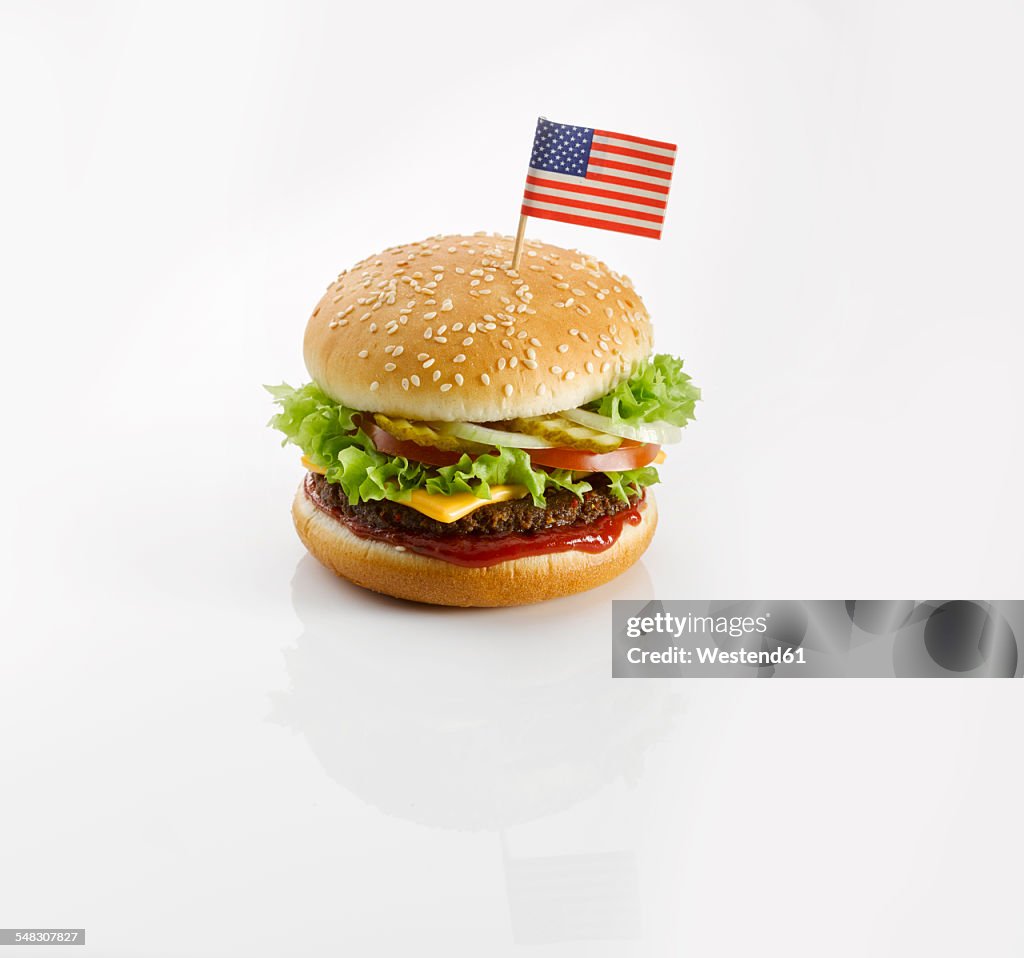 Burger with American flag