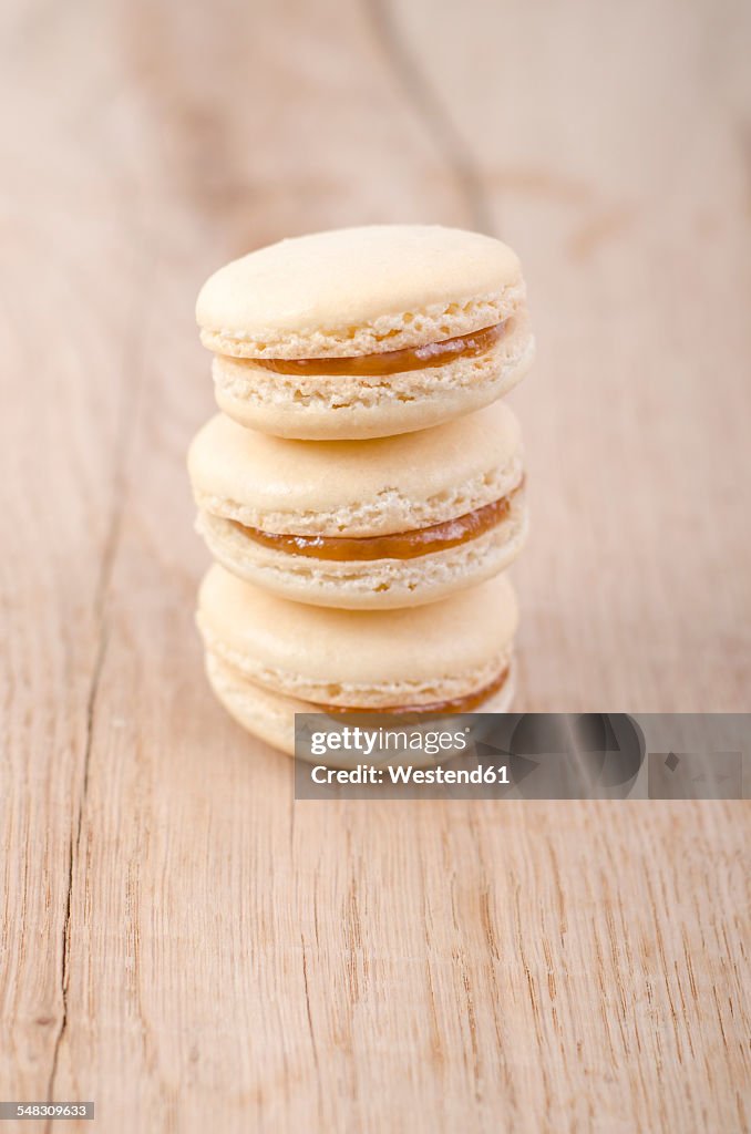 French macarons with caramel filling