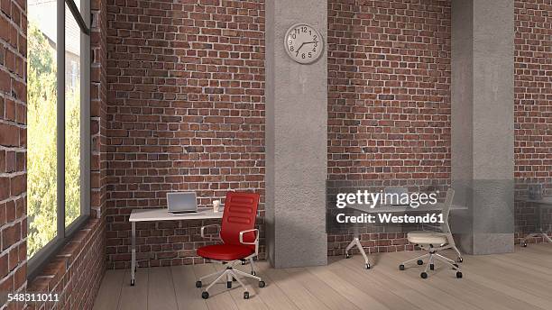 loft with workspaces, 3d rendering - fast food stock illustrations