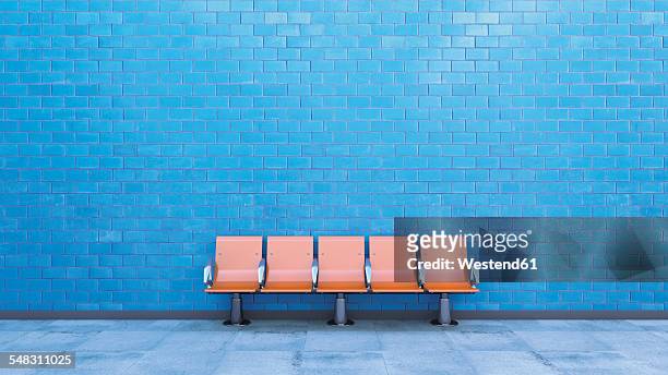 row of seats at underground station platform, 3d rendering - inside of 幅插畫檔、美工圖案、卡通及圖標