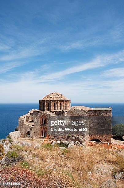 greece, monemvasia, byzantine church hagia sophia - monemvasia 個照片及圖片檔