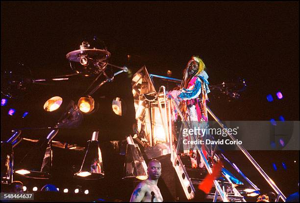 George Clinton entering the Mothership at Central Park, New York, United States on 4 July 1996.
