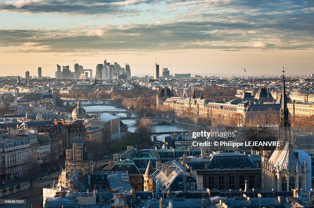 Paris skyline view from Notre-Dame