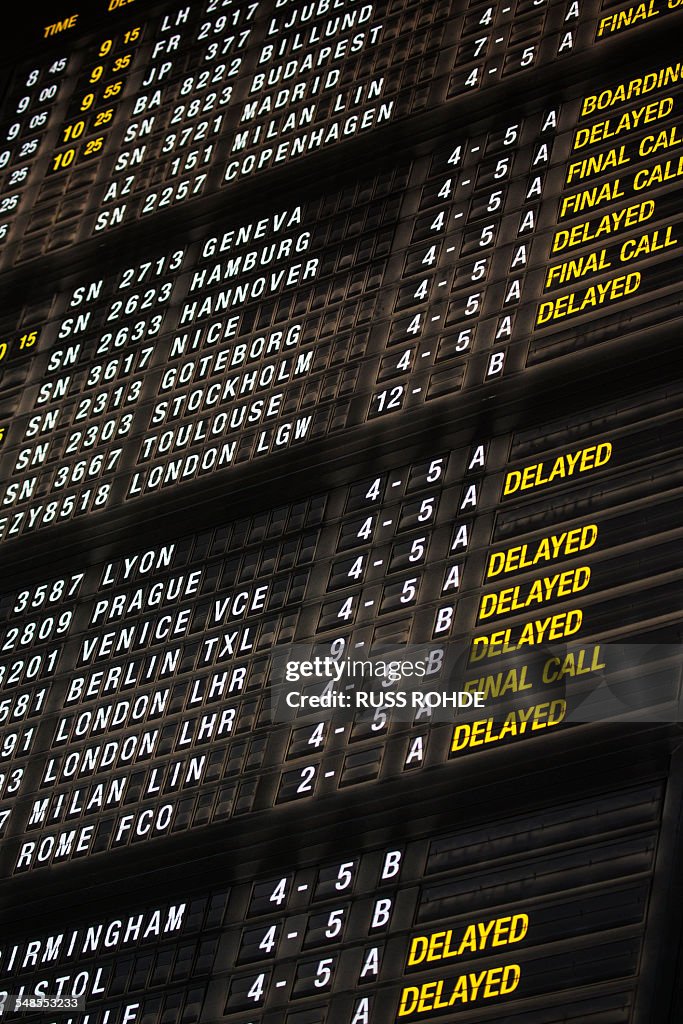 Arrivals and Departures board, Brussels Airport, Zaventem, Belgium