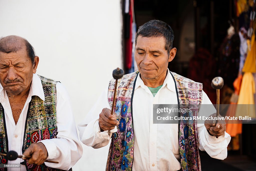 Musicians in traditional clothes, Antigua, Guatemala