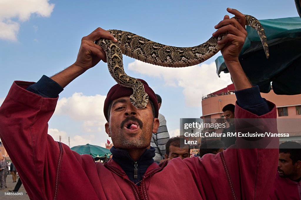 Snake charmer, Djemaa el Fna Square, Marrakech, Morocco