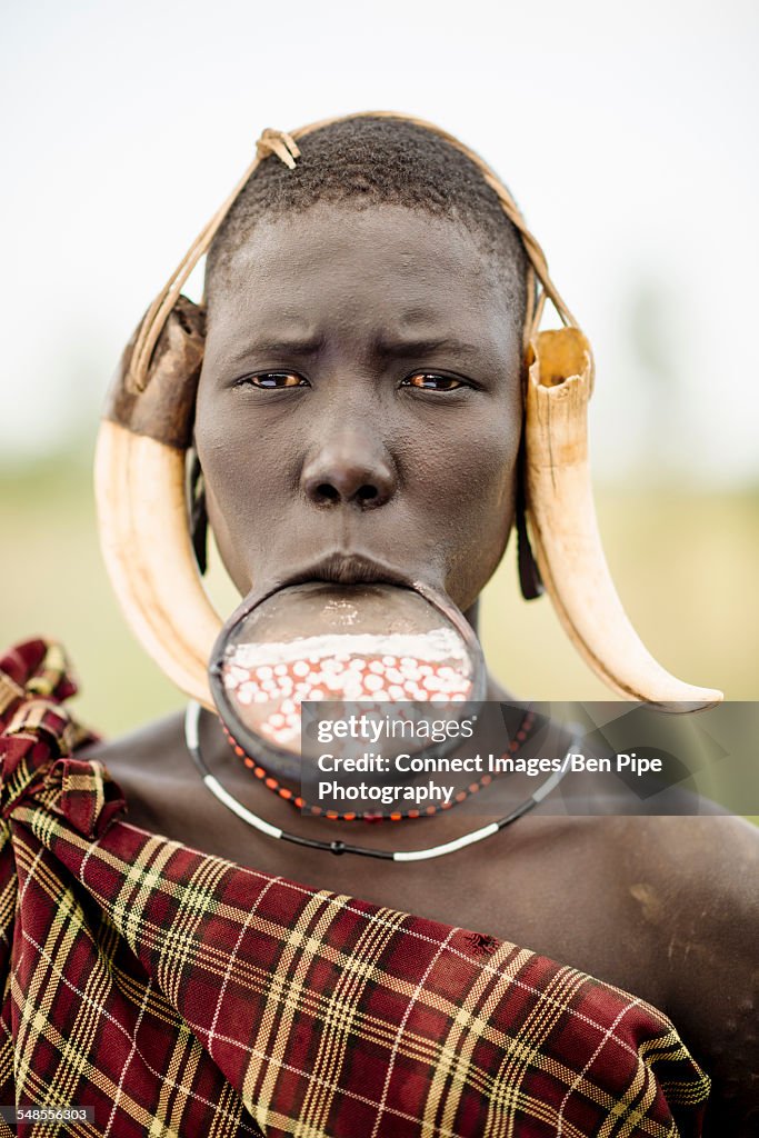 Portrait of Natmouy, Mursi Tribe, Chamolo Village, Omo Valley, Ethiopia