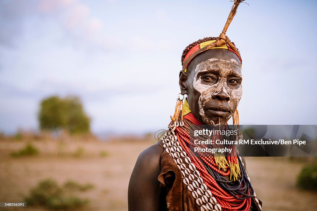 Portrait of Kanke, Kara Tribe, Korcho Village, Omo Valley, Ethiopia