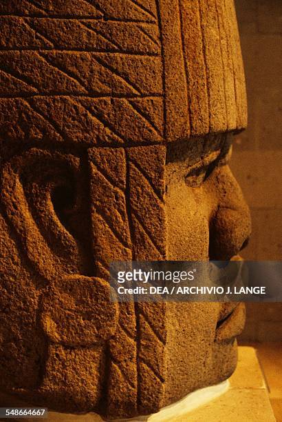 Olmec colossal head 4, height 170 cm, found in San Lorenzo Tenochtitlan, Veracruz, Mexico. Olmec civilisation, 13th-10th century BC. Xalapa, Museo De...