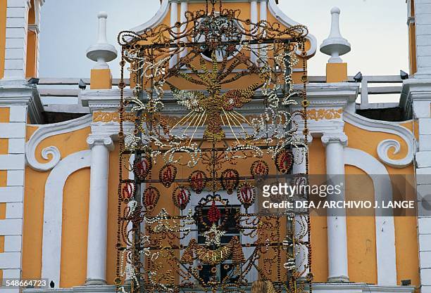 Facade decoration of the church of Santa Maria Magdalena, Xico, Veracruz, Mexico.