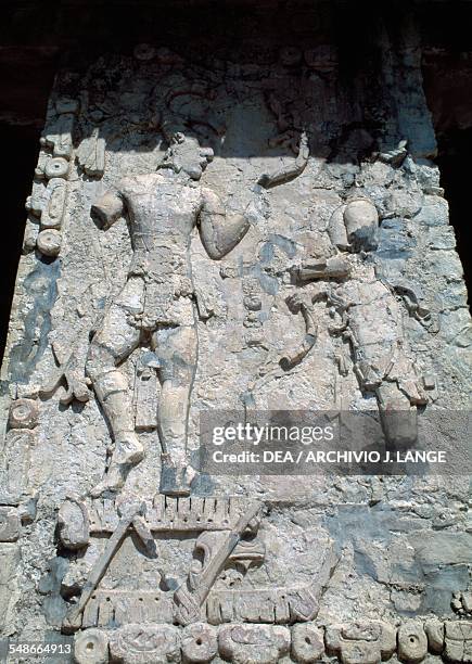 Relief stucco in the Palace, Palenque , Chiapas, Mexico. Mayan civilisation, 7th-8th century. Detail.