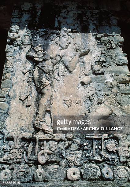 Relief stucco in the Palace, Palenque , Chiapas, Mexico. Mayan civilisation, 7th-8th century.