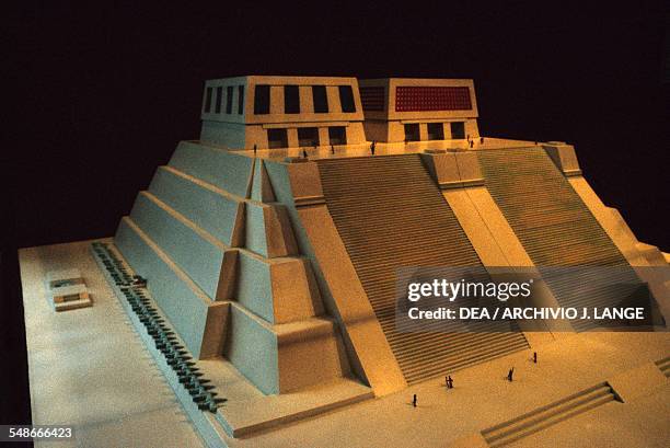 Plastic model of Tenayuca pyramid. Chichimeca civilisation. Mexico City, Museo Nacional De Antropología