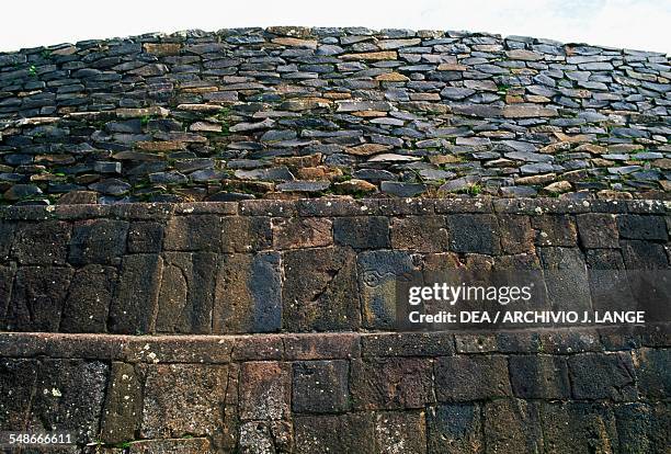 Wall of a yacata pyramid, Tzintzuntzan, Michoacan, Mexico. Taraschi civilisation, 14th-16th century.