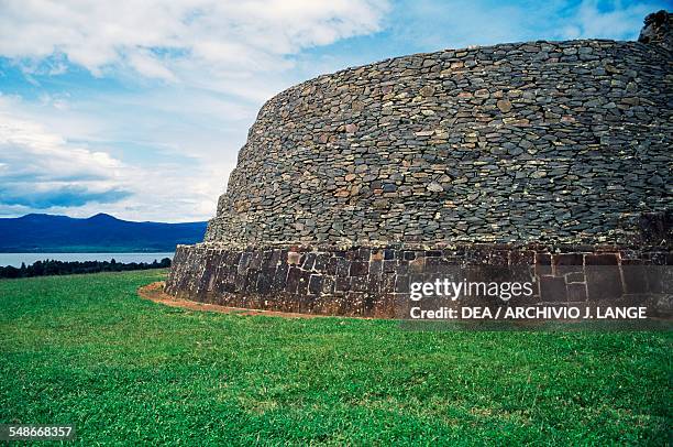 View of a yacata pyramid, Tzintzuntzan, Michoacan, Mexico. Taraschi civilisation, 14th-16th century.